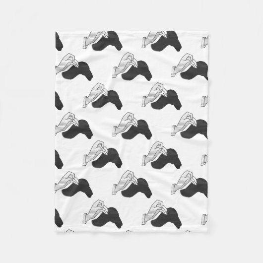ハンドシルエットラクダ フリースブランケット (正面)