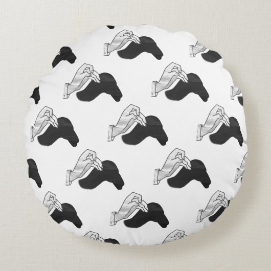 ハンドシルエットラクダ ラウンドクッション (正面)