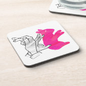 ハンドシルエットラビットピンク コースター (左側)