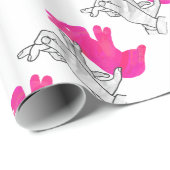 ハンドシルエットラビットピンク ラッピングペーパー (ロールコーナー)