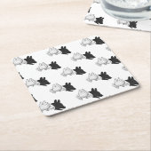 ハンドシルエット犬 スクエアペーパーコースター (アングル)