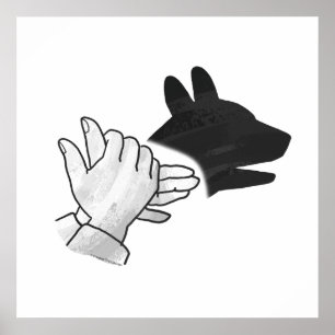 ハンドシルエット犬 ポスター