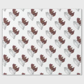 ハンドシルエット クマの子 ブラウン ラッピングペーパー (フラット)