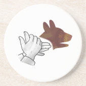 ハンドシルエット ドッグ ブラウン コースター (正面)