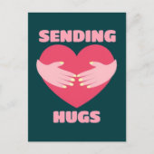 ハンドシール付きハグハートイラストレーションの送信 ポストカード (正面)
