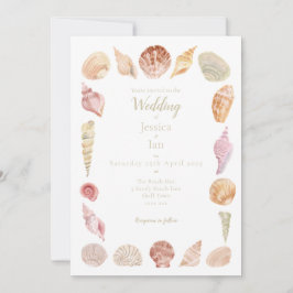 ハンドシー絵を描シェル結婚式招待状 招待状