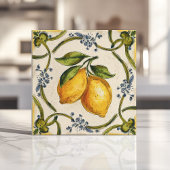 ハンドシ絵を描シリアレモンズとフローラつる植物 タイル