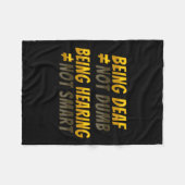 ハンドジェスチャーろう難聴認識度6 フリースブランケット (正面(横))