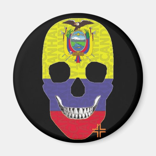 ハンドスカルエクアドル丸い磁石B2 マグネット (正面)