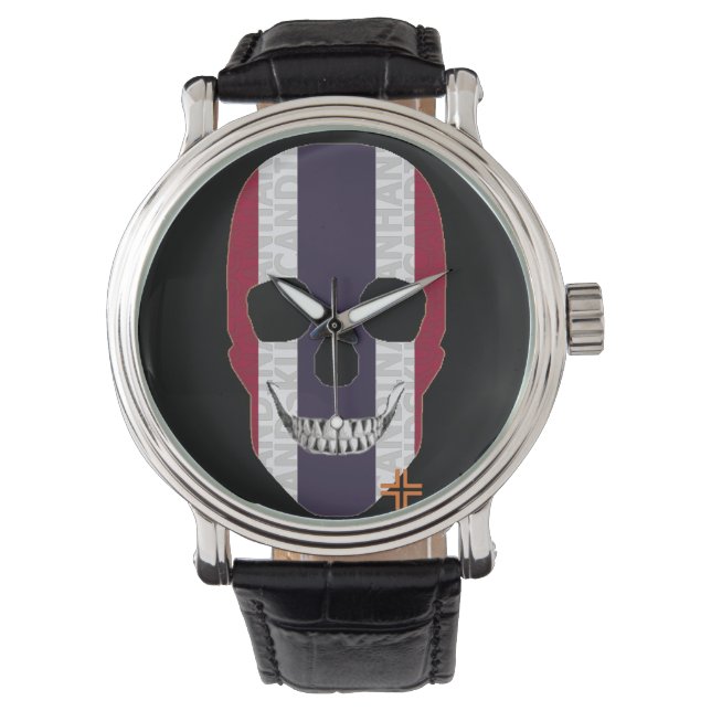 ハンドスカルタイ時計メンズレザーB2 腕時計 (正面)