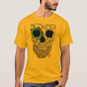 ハンドスカルパズルタンクメンズショートスリーブブルー Tシャツ (正面)