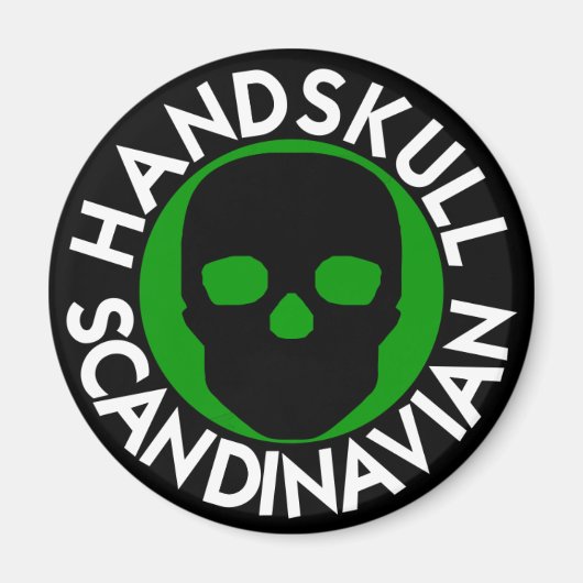 ハンドスカルLIVフォレストグリーンラウンドマグネットP3 マグネット (正面)