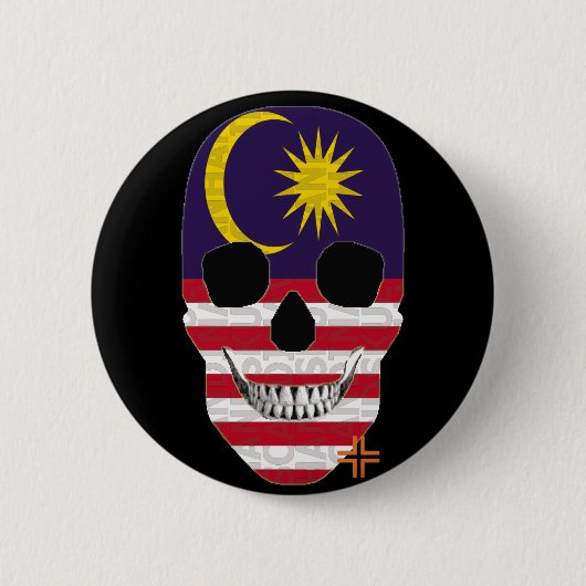 ハンドスカルMalaysia Round Badge black B2 缶バッジ (正面)