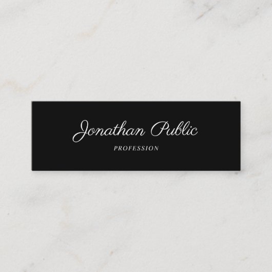 ハンドスクモダンリプトシンプルデザインエレガントブラック スキニー名刺 (正面)