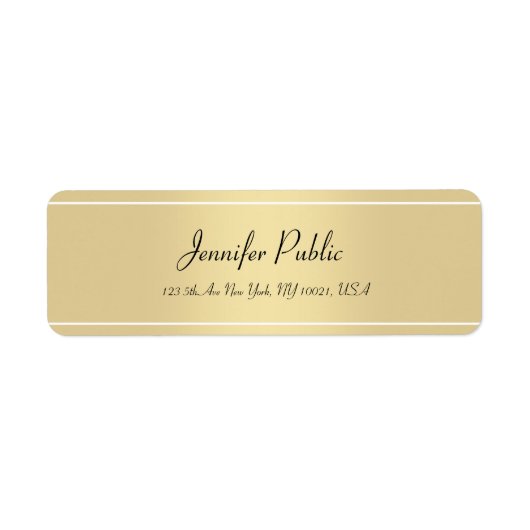 ハンドスクリプトシンプルテンプレート金ゴールド差出人住所 ラベル (正面)
