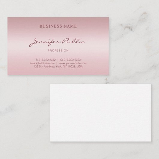 ハンドスクリプトバラ金ゴールドエレガントトレンディーテンプレート 名刺 (正面/裏面)