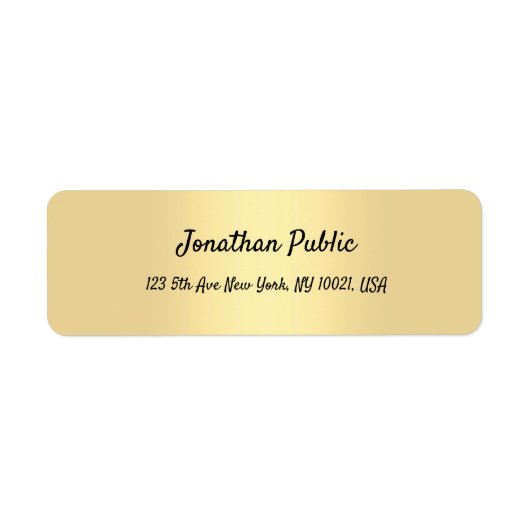 ハンドスクリプトモダン金ゴールドシンプルテンプレートエレガント ラベル (正面)