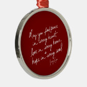 ハンドスクリプト平和希望ラブレッドスピリチュアルラウンド メタルオーナメント (右)