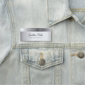 ハンドスクリプト文字エレガントシルバーテンプレートモダン 名札 (インサイチュ)