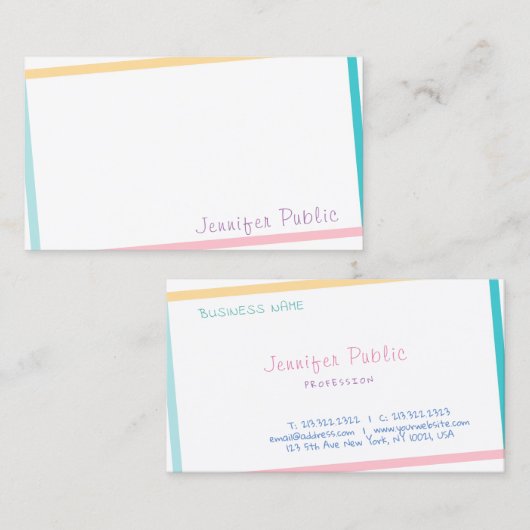 ハンドスクリプト文字クリエイティブカラフルモダンデザイン 名刺 (正面/裏面)