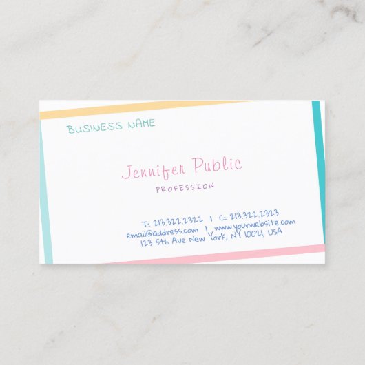 ハンドスクリプト文字クリエイティブカラフルモダンデザイン 名刺 (裏面)