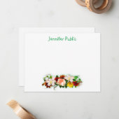 ハンドスクリプト文字水彩花アートテンプレート ノートカード (正面/裏面インサイチュ)