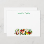 ハンドスクリプト文字水彩花アートテンプレート ノートカード (正面/裏面)