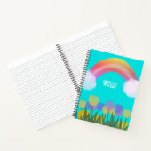 ハンドスケッチウォーターカラーチューリップレインボー |青 ノートブック (内部)