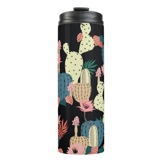 ハンドスケッチサボテンの植物と花のシームレスパット タンブラー (正面)