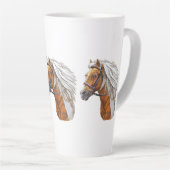 ハンドスケッチピンホースポートレート カフェラテマグ (右アングル)