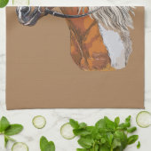 ハンドスケッチピンホースポートレート キッチンタオル (折り畳み)