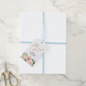 ハンドスケッチボー赤面ピンクフローラブライダルシャワー ギフトタグ (より糸付き)