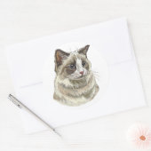 ハンドスケッチラッフィラグドール猫 ラウンドシール (封筒)