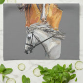 ハンドスケッチ馬ポートレートポートレート キッチンタオル (折り畳み)