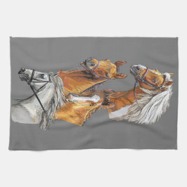 ハンドスケッチ馬ポートレートポートレート キッチンタオル