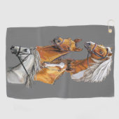 ハンドスケッチ馬ポートレートポートレート ゴルフタオル (横)