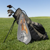 ハンドスケッチ馬ポートレートポートレート ゴルフタオル (グリーン)