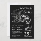 ハンドスケ素朴ッチブーツ&ビアーズ任意の年齢誕生日 招待状 (正面)