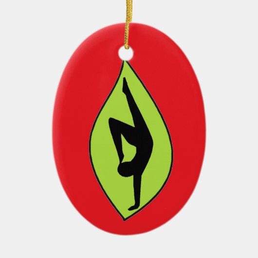 ハンドスタンドシルエットオーナメント-ヨガギフト セラミックオーナメント (正面)