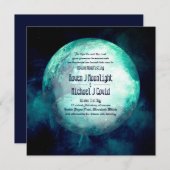 ハンドスティング招待状異教のウィッカ信者ティール（緑がかった色）ムーンゴシック (正面/裏面)