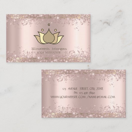 ハンドス絵を描スバラ金ゴールドグリッターダストヨガ 名刺 (正面/裏面)