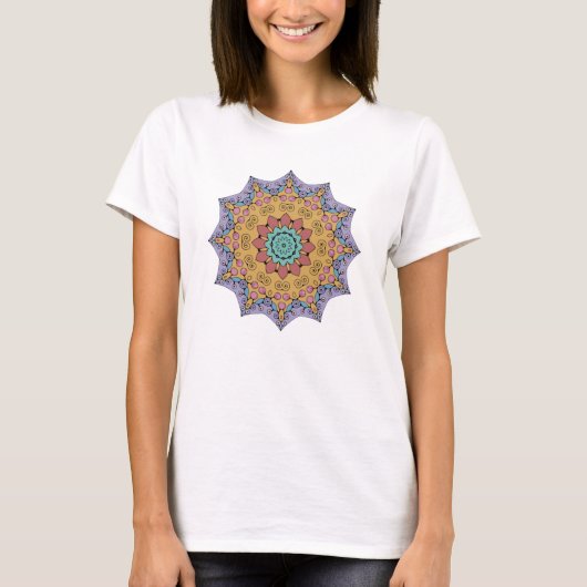 ハンドズ絵画マンダラクロック顔1 Tシャツ (正面)