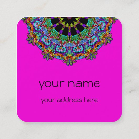 ハンドズ絵画マンダラクロック顔24 スクエア名刺 (裏面)