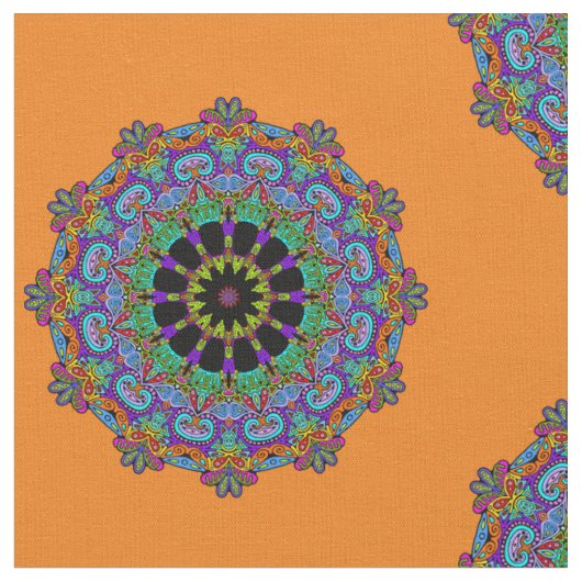 ハンドズ絵画マンダラクロック顔24 ファブリック (クローズアップ)