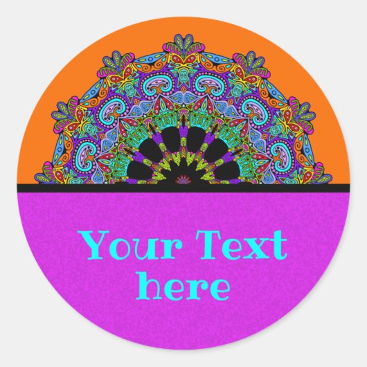 ハンドズ絵画マンダラクロック顔24 ラウンドシール (正面)