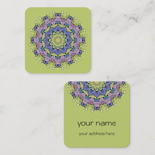 ハンドズ絵画マンダラクロック顔2 スクエア名刺 (正面/裏面)