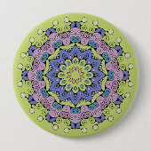 ハンドズ絵画マンダラクロック顔2 缶バッジ (正面)