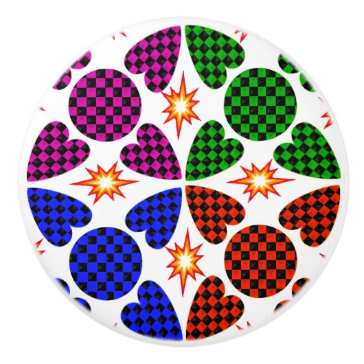 ハンドセ絵を描ラミックノブ – キャビネ芸術的ットプル セラミックノブ (正面)