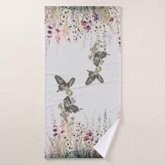 ハンドセ色彩の鮮やかイロンバラ蝶 バスタオルセット (バスタオル)