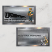 ハンドソーシティロゴ |建築作業者 |鉄鋼 名刺 (正面/裏面)